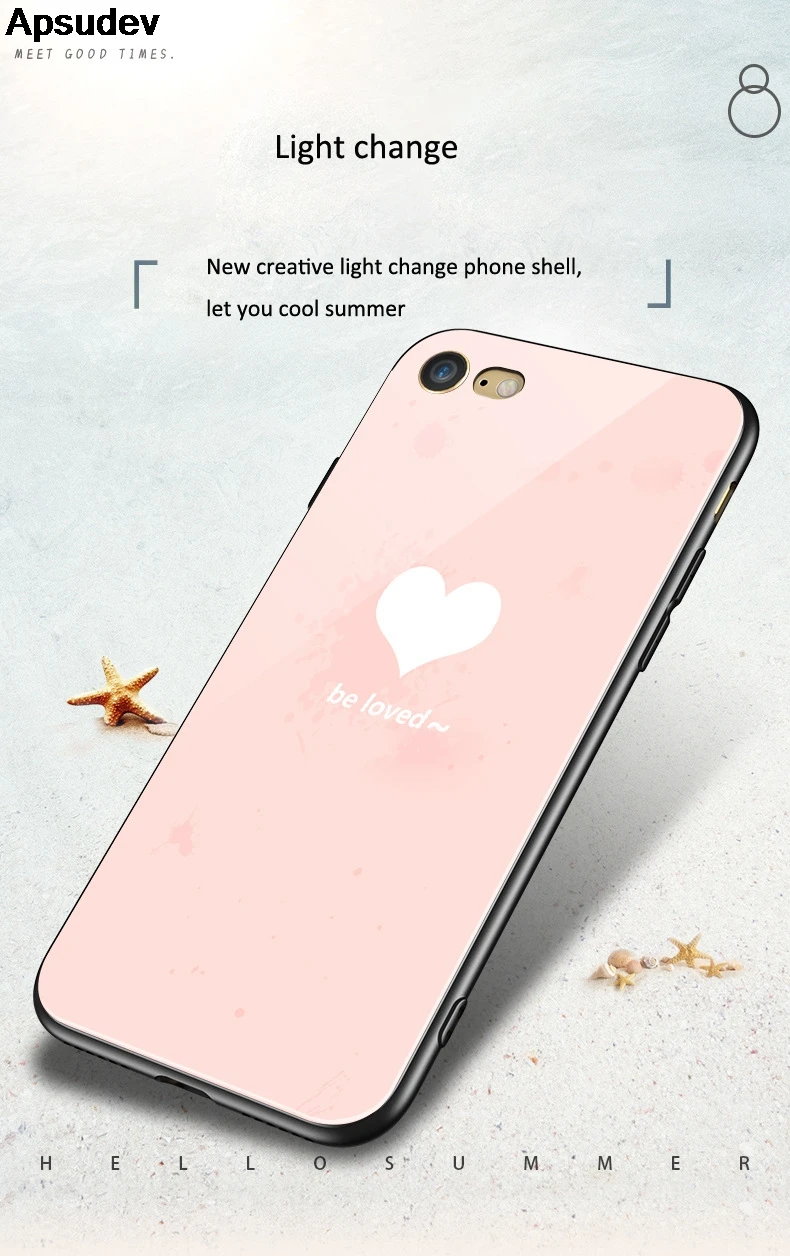 Apsudev свет меняется чехол для iphone X 7 Plus 8 плюс окрашены задняя крышка мягкая TPU 6 S