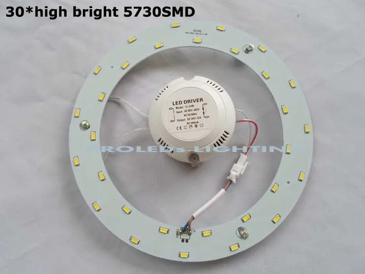 Оптовая продажа круглая Светодиодная трубка 4*110 в 120 220 230 В 15 Вт PCB techo de led 240 лм dia195mm