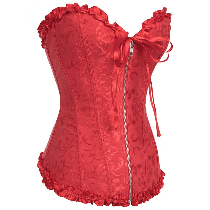 Сексуальный женский кружевной корсет Топ корсетные молния утягивающий Бюстье