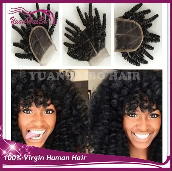wholesale! grade7a quality 1b# virgin indian hair curly lace closure for women free shipping |