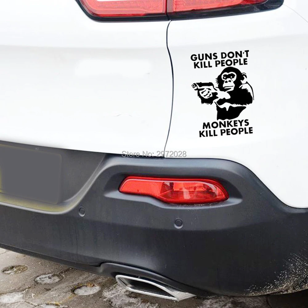 Newest Creative Car Docorative Decal Gun Don't Kill People Monkeys Funny Sticker Decoration Decals | Автомобили и мотоциклы