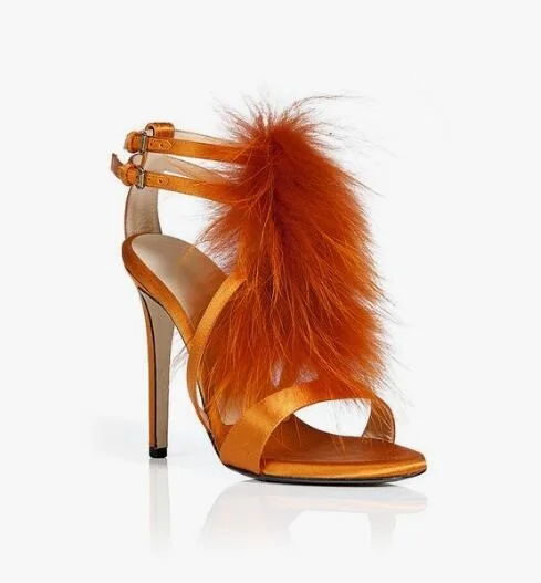 

Luxury Blue Fur High Heel Women Sandals Sexy Leopard Ankle Tie-up Gladiator Sandals Women Cut-out Peep Toe Banquet Dress Shoes