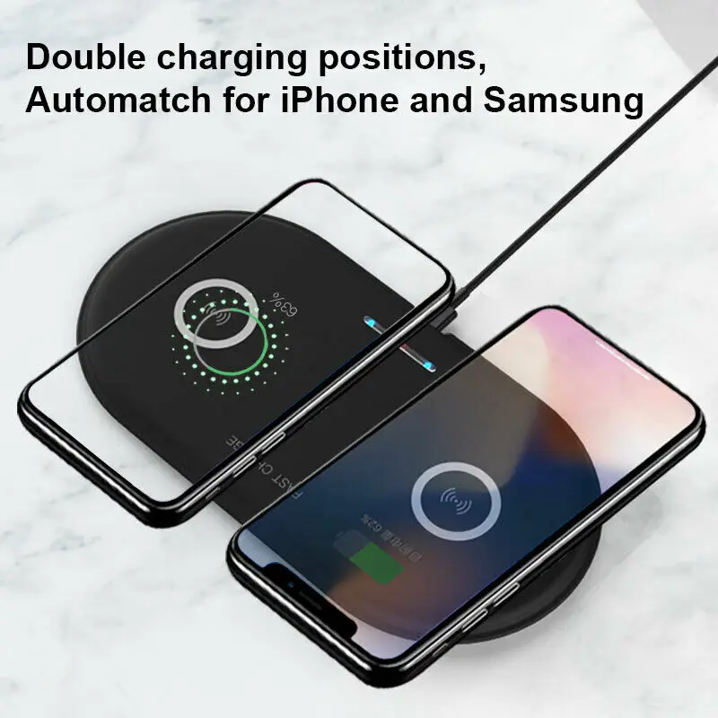 Беспроводное зарядное устройство для телефона Быстрая Зарядка Qi iPhone X XR XS Max 8 Plus