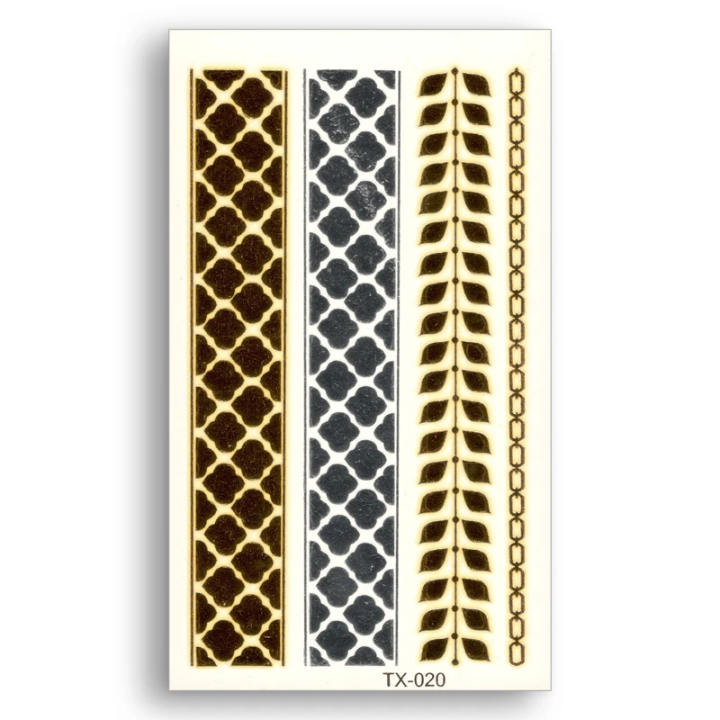 Цепочка искусственная татуировка золотой серебряный водостойкие временные