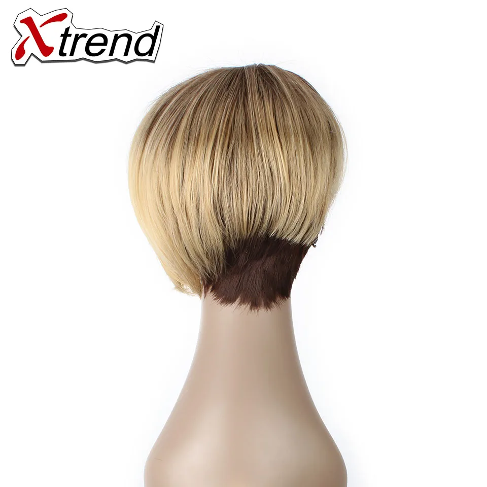 Короткий синтетический парик Xtrend прямые волосы для женщин Ombre блонд высокая