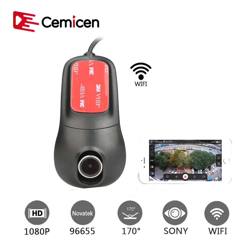 Cemichen Full HD 1080P Novatek 96655 IMX 322 Автомобильный видеорегистратор WIFI камера для