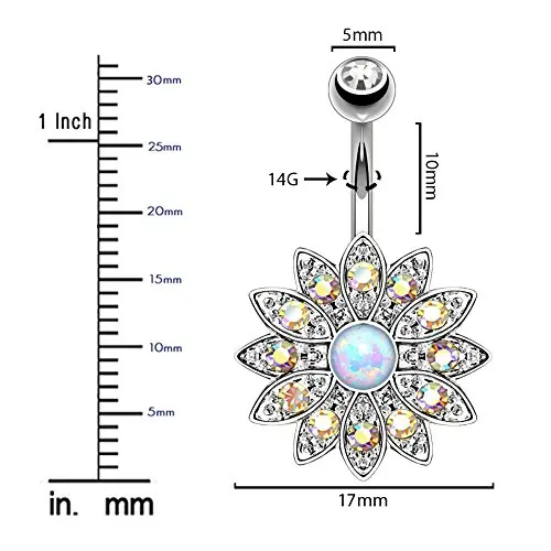 Кольцо пуговица с драгоценными камнями|belly button rings|button ringflower belly ring |