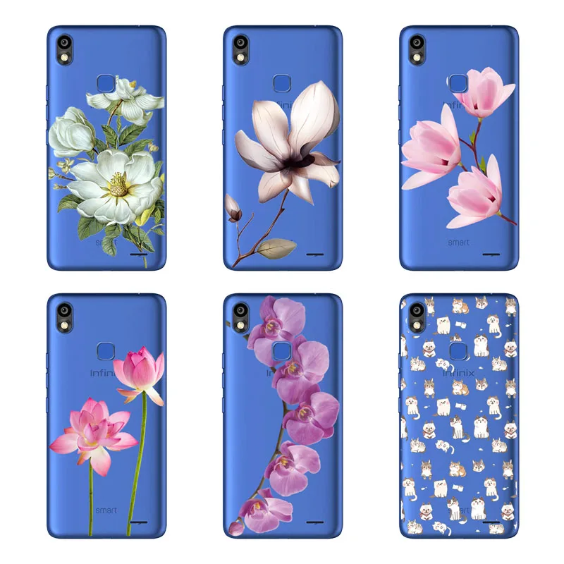 Infinix Smart 2 HD X609 Case Silicon Black Painting flower Soft TPU Back Cover for protect Phone cases shell |