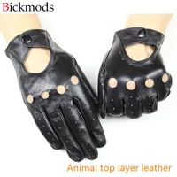 leather gloves womens single layer thin unlined hollow style boys outdoor riding driving driver gloves free shipping