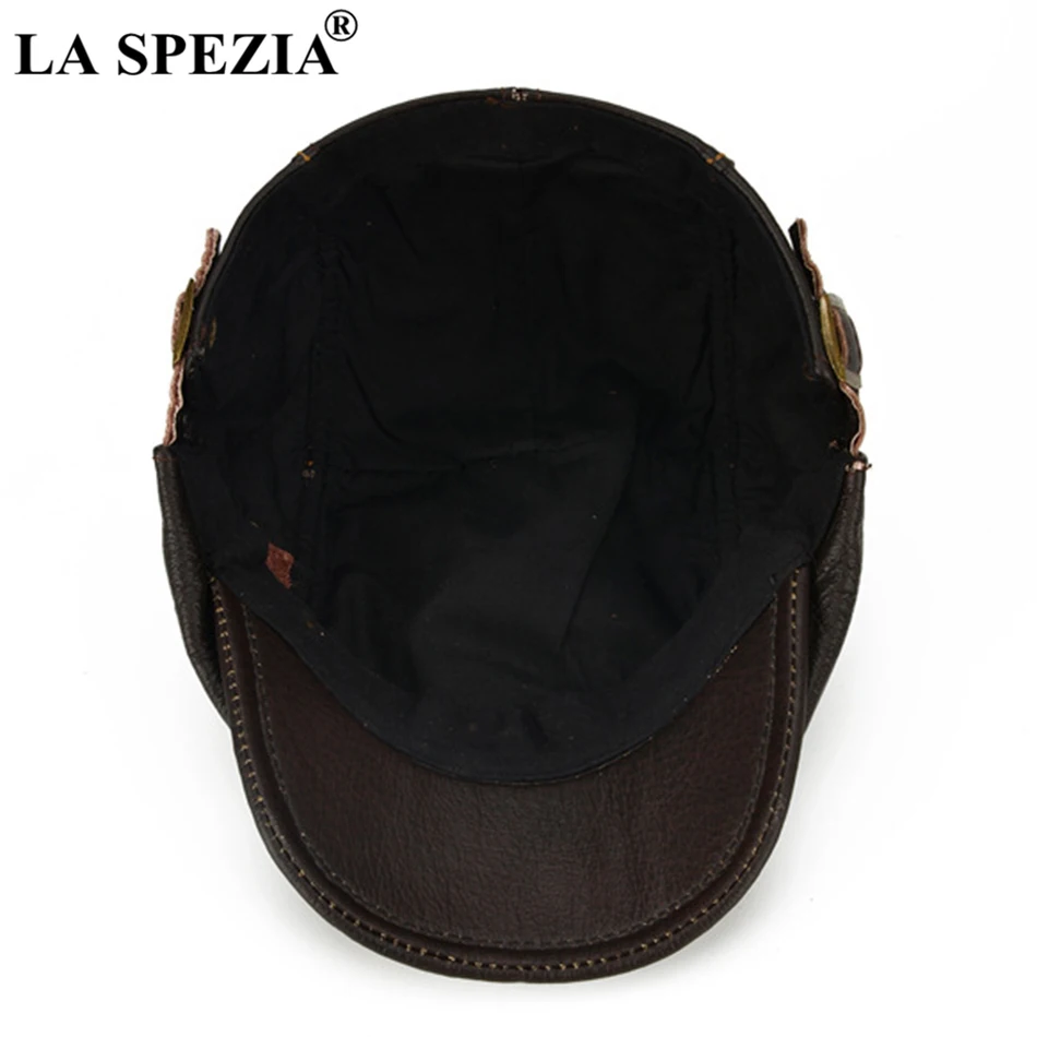 LA SPEZIA, мужские кофейные береты, натуральная кожа, Воловья кожа, плоские шапки, мужские зимние фирменные однотонные, натуральная кожа, утконоса, Ретро стиль, Гэтсби, плюща, шапка