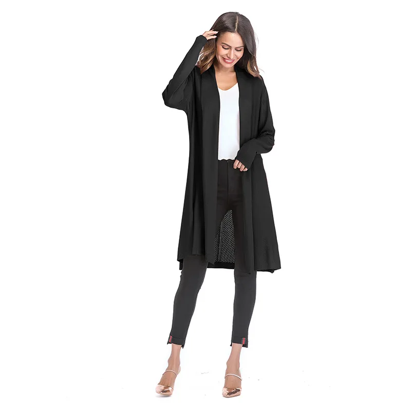 new long sweater cardigan four-color hollow thin women's solid color drape coat |
