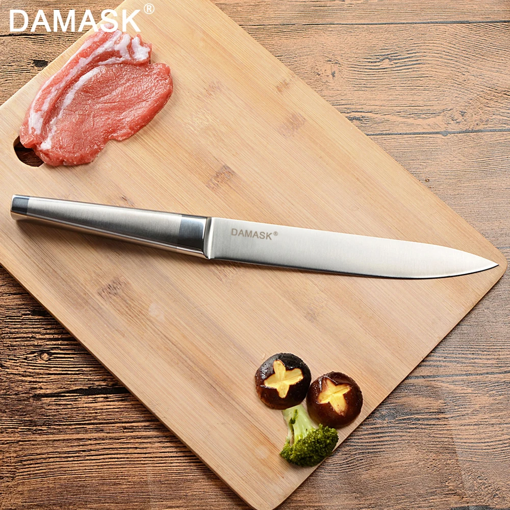 Дамасский кухонный нож японский Santoku ножи шеф повара для нарезки хлеба с острым