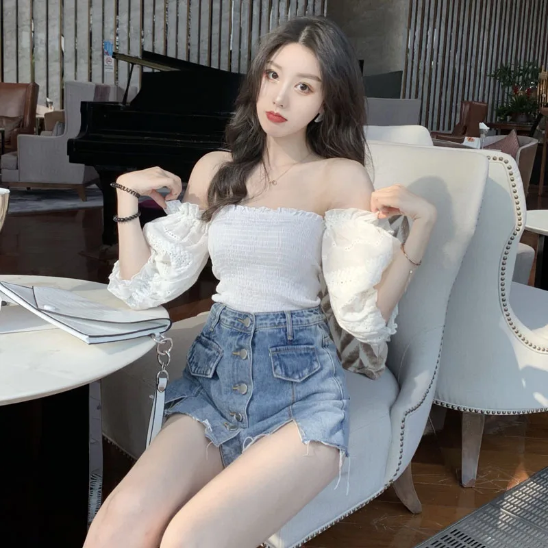 Женский комплект из 2 предметов MYDC сексуальные мини шорты с вырезом лодочкой