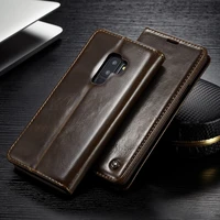luxury flip cover for samsung galaxy s7 edge s8 s9 s10 plus note 9 a3 a5 2016 genuine real leather wallet card holder phone case