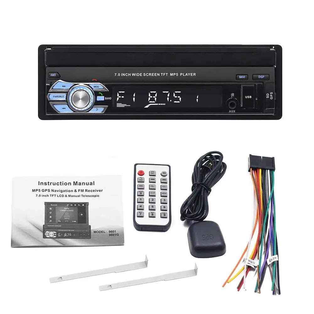 Single machine Авторадио gps навигация Автомагнитола MP5 плеер Авто Аудио MP3 1din FM USB автомобильное аудио телескопическая сенсорная Автомобильная стерео камера заднего вида - Цвет: Single machine