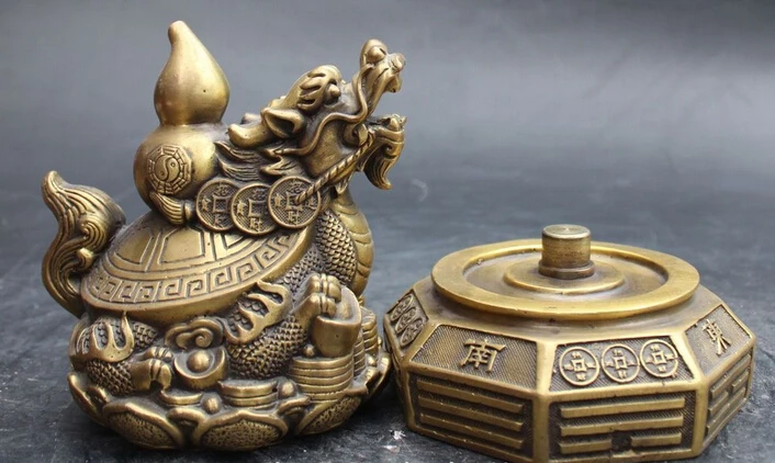 Xiuli 003799 7 китайский бронзовый богатства деньги Yuanbao бутылочной тыквы дракон