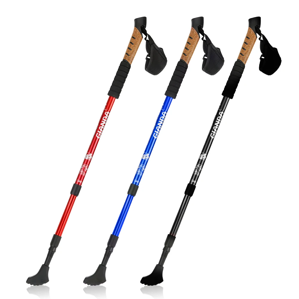 3 Joints Outdoor Walking Stick Trekking Hiking Poles Aluminum Nordic Sticks Telescopic Camping Climb Tools | Спорт и развлечения