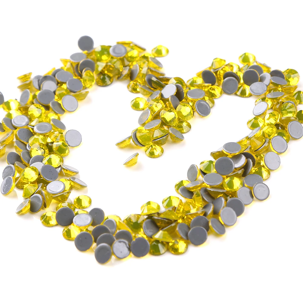

Hot fix Rhinestones Iron On Rhinestones For Clothes High Quality SS12 SS16 SS20 SS30 Crystal Leomon Gray Back Glass Stone