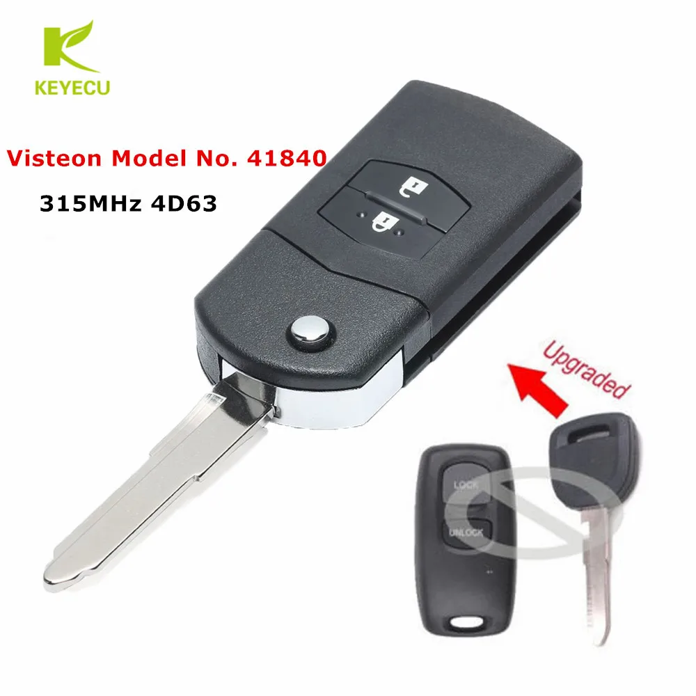 Обновленная флип карта KEYECU телефон с двумя кнопками 315 МГц 4D63 для Mazda RX8 2003 2011