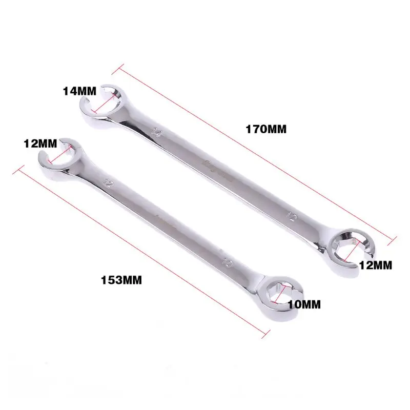 2Pcs 10x12mm 12x14mm Flare Nut Wrench Brake Pipe Spanner Set Six Point Socket Tools For Vehicle Repairing | Автомобили и