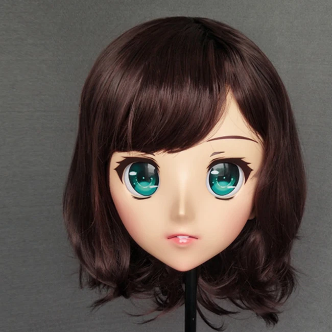 

(Juzi-02)Japan Anime Kigurumi Masks Cosplay Kigurumi Cartoon Character Role Play Half Head Lolita Doll Mask With Eyes And Wig