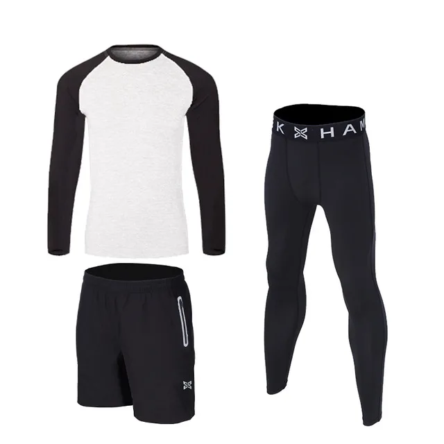 3Pcs white sets 4 шт./компл. спортивный костюм дети компрессия базовый слой одежда для бега быстросохнущая Баскетбол Футбол спортивные Колготки леггинсы Фитнес одежда - Цвет: 3Pcs white sets