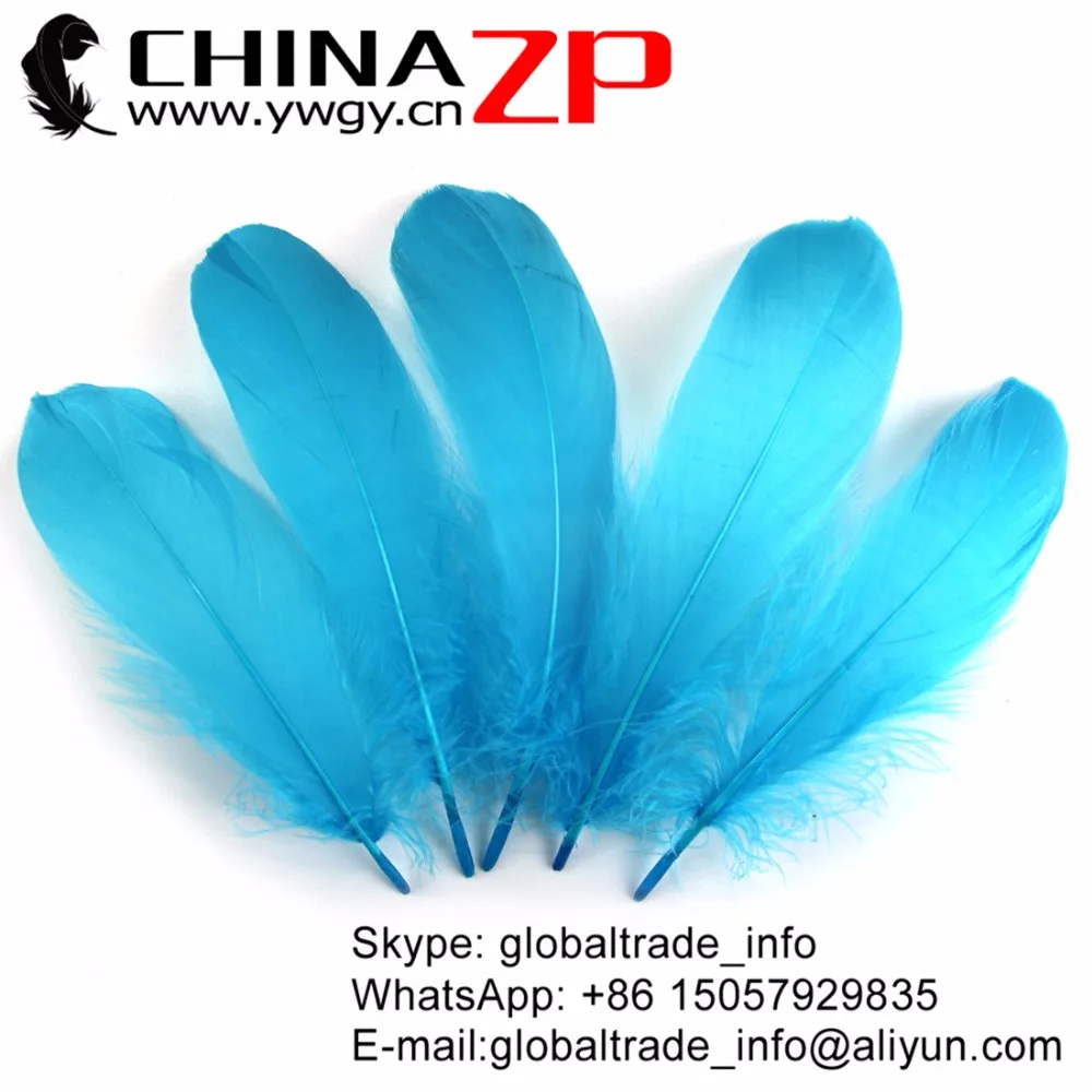 

CHINAZP Factory Wholesale 200 pcs/lot 4"-8" Fashionable Pretty Soft Dyed Turquoise Goose Nageoires Feathers for Dress Decor