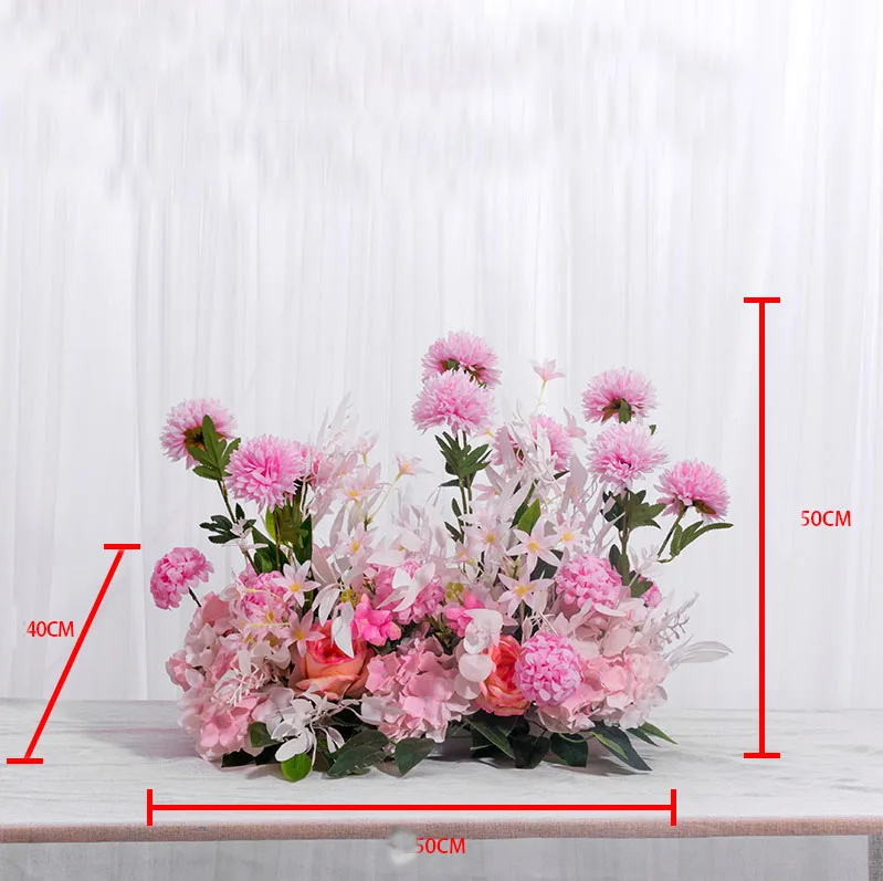 Deep pink 50cm 50/100 см Европейский искусственный ряд цветов вечерние свадебная АРКА фон Настенный декор расположение de fleurs de mariage Роза пионы помпон - Цвет: Deep pink 50cm