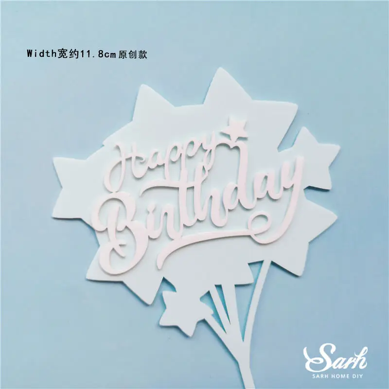 Star birthday B Блестящее украшение для именинного торта с бриллиантами, голубое, розовое, золотое, для мальчиков и девочек, вечерние украшения, Сказочная выпечка, милые подарки - Цвет: Star birthday B