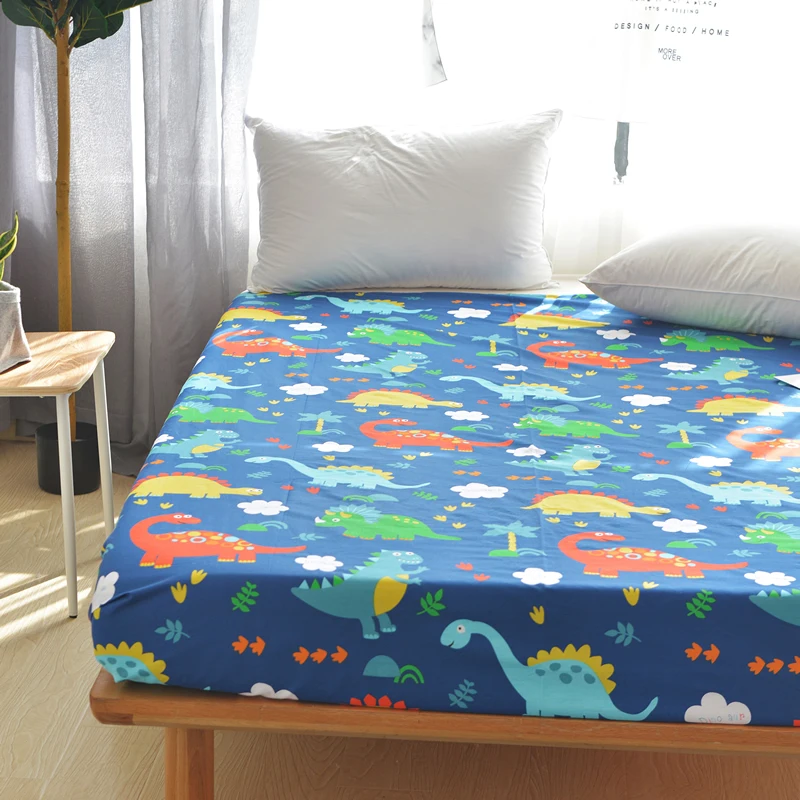 1 шт. 100% хлопок рисунок с динозаврами из мультфильма простыня в полоску