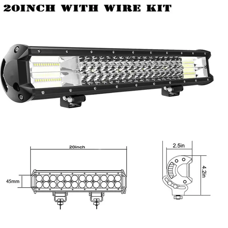 20inch 288w 12 15 17 20 23 дюймов 180W 216W 252W 288W Светодиодный рабочий светильник баров комбо 4x4 внедорожный светодиодный светильник бар для трактора лодка 4WD грузовиков 4x4 ATV - Цвет: 20inch 288w