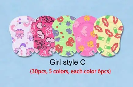 30pcs Girl style C 30 шт. красочные Мультяшные защитные очки для глаз для детей, очки для амблиопии, ортопедические дышащие маски, Мягкие накладки для глаз, высокое качество, D50 - Цвет: 30pcs Girl style C