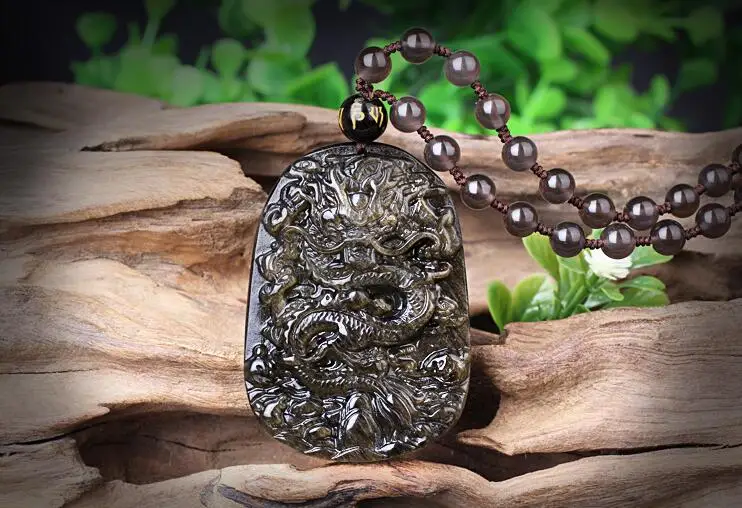 Природные обсидиана Дракон бренд кулон баки jin Яо камень zhaocai перевалка защитный