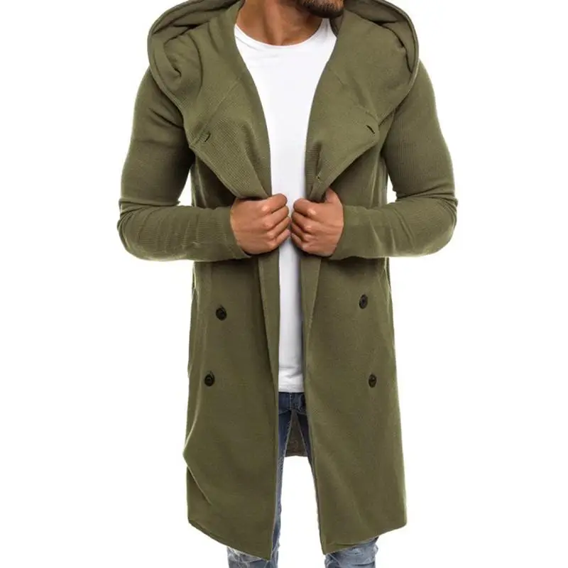 Мужское пальто двубортное Новая мужская мода новый дизайн длинное с капюшоном и