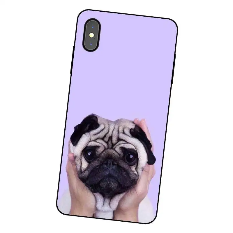 P173 Pug Black Silicone Case Cover For Apple iPhone 11 Pro XR XS Max X 8 7 6 6S Plus 5 5S SE |