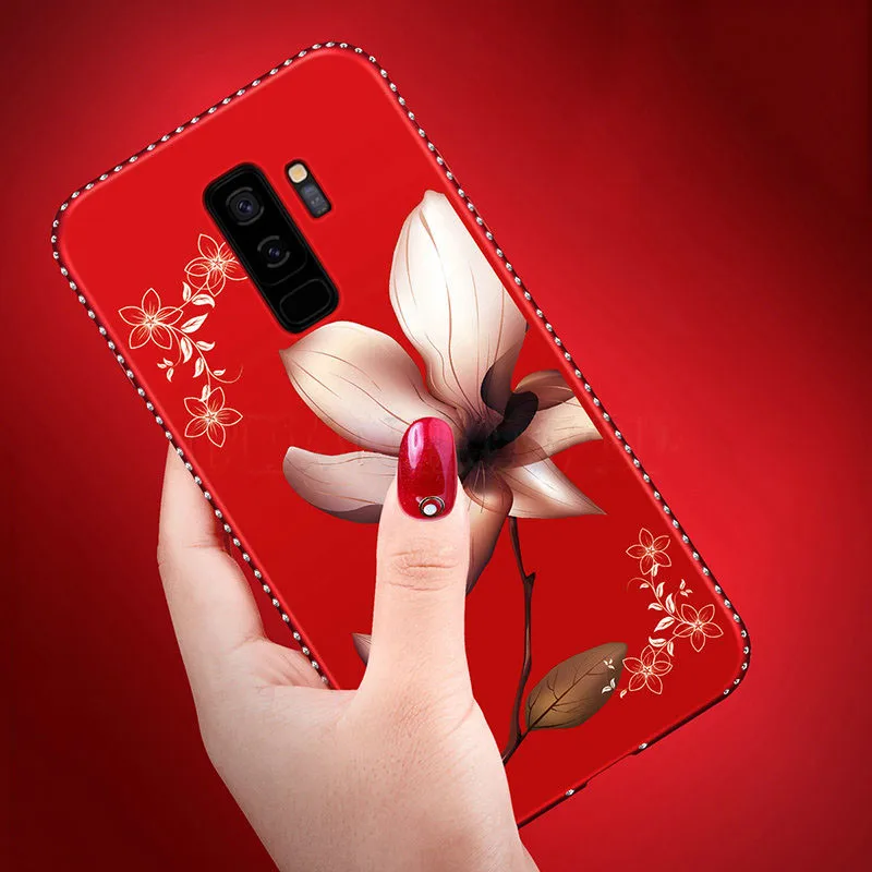 3D Emboss TPU Cases For Samsung Galaxy S9 S10 J4 J6 Plus S10E Note 8 9 Flower Ultra Thin Matte Cover A10 A20 A30 A50 M10 M20 |