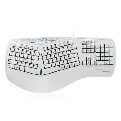 Белый Perixx PERIBOARD-512II USB Проводная Ergonimic мультимедийная клавиатура удобный обтекаемый дизайн для игр, офиса и домашнего использования - Цвет: Белый