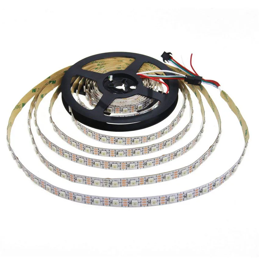 WS2812B WS2812 цветных(RGB) светодиодных лент: 5 м DC5V 30/60 светодиодов/m 2812 IC встроенным индивидуально адресуемых SMD5050 RGB полноцветный светодиодный ленточный светильник