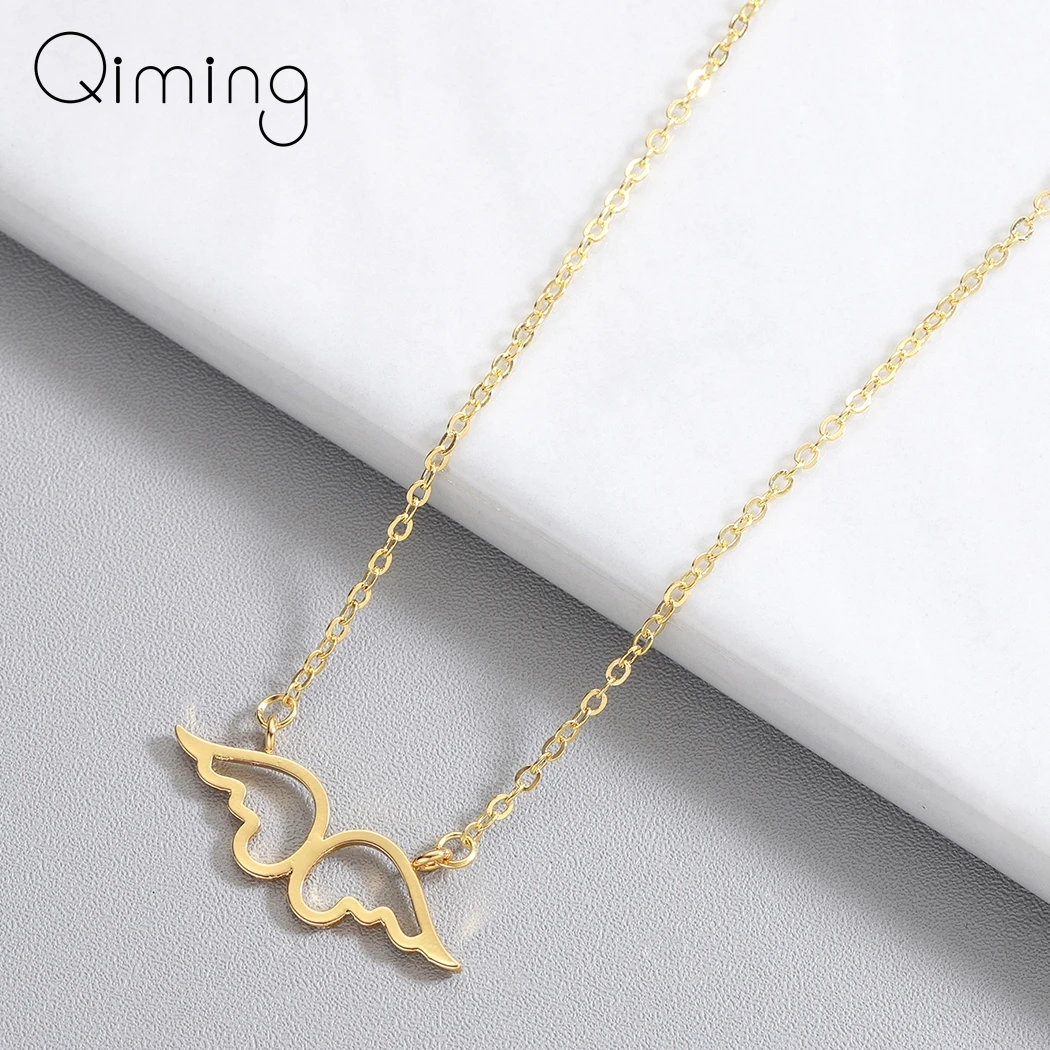 Чокер нержавеющая сталь ангел хранитель с крыльями подвеска ожерелье ключицы