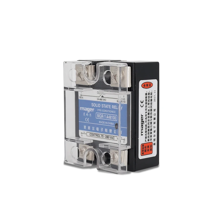 

100A MGR-1 A48100 solid state relay SSR-100AA (70-280VAC TO 24-480VAC) relay solid state With Protective covers Free shipping