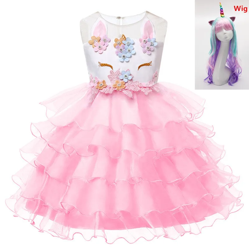 Детское летнее платье с цветочным принтом и единорогом для костюмированной