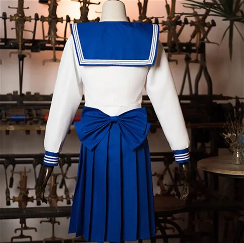 

Anime Sailor Moon Tsukino Usagi Lovely Dress Night Party White Blue Bowknot Cosplay costume D