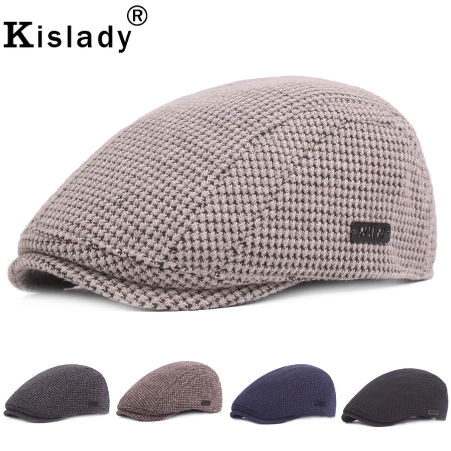 Kislady Регулируемый повседневное чёрный берет кепки новый Осень Зима утолщаются