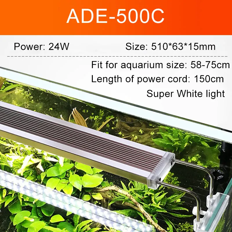 ADE-500C SUNSUN ADE аквариум светодиодный светильник ing лампа водное растение аквариум светодиодный светильник для аквариума Светильник 5-24 Вт 220V Ультра тонкий растут светильник ing лампе - Цвет: ADE-500C