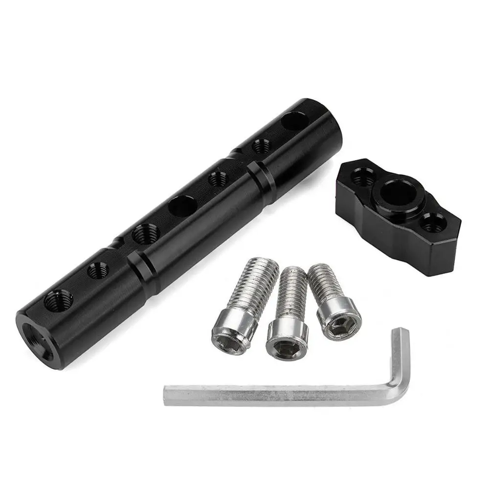 Black 8 мм/10 мм Мотоцикл CNC Телефон Зажим для GPS держатель стенд Руль зеркало заднего вида удлинитель кронштейн бар прожектор фара - Color: Black