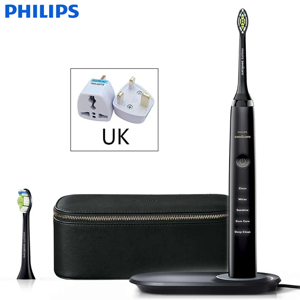 Электрическая зубная щетка PHILIPS HX9392 для взрослых беспроводная звуковая вибрация для мытья тела HX9332 обновление 31000R/M - Цвет: UK PLUG