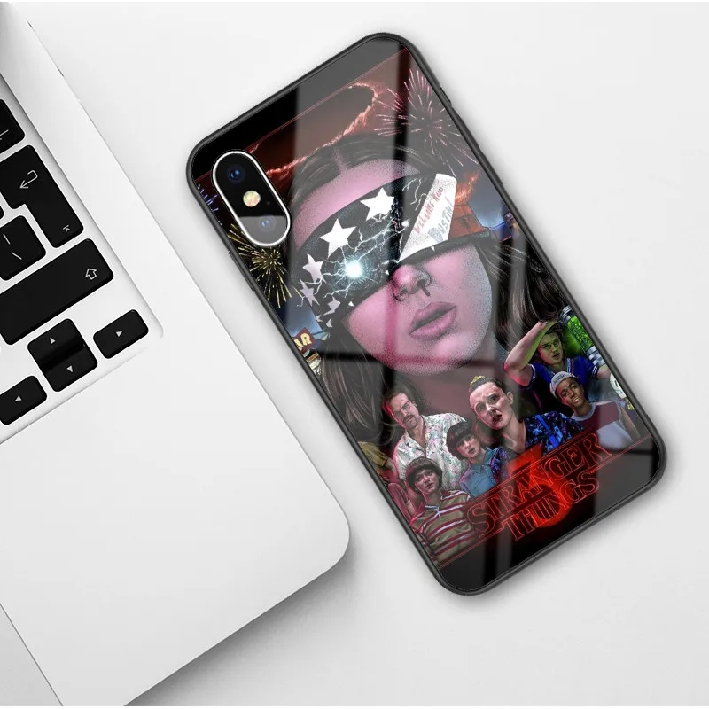 TPU Странные Вещи Сезон 3 закаленное стекло чехол для телефона чехол мягкий край для iPhone 11 Pro Max X 6 6s Plus 7 8 Plus X XR XS MAX - Цвет: TPU
