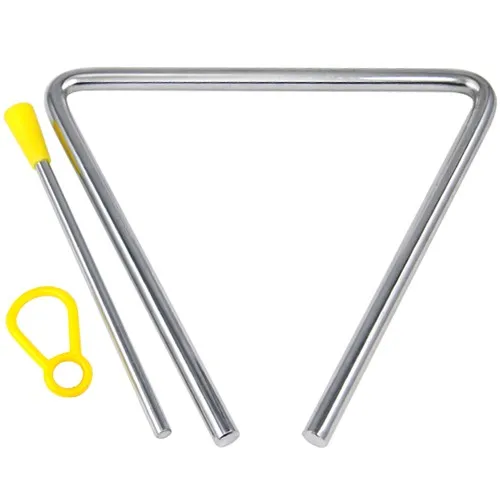 

5" Metal Musical Triangle and Beater Percussion Instrument Silver Music Toy
