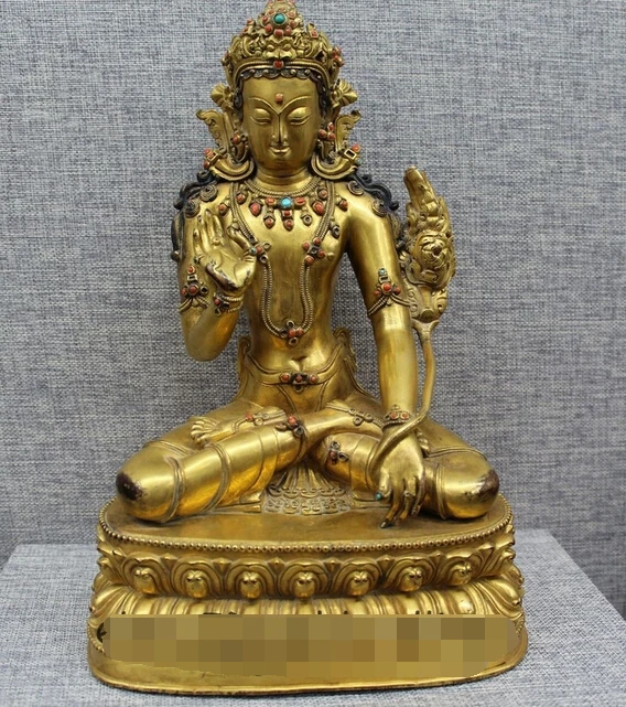 R0722 Подробная Информация о 11 &quotТибет Буддизм Храм Старый Бронзовый 24 К Золото Whita