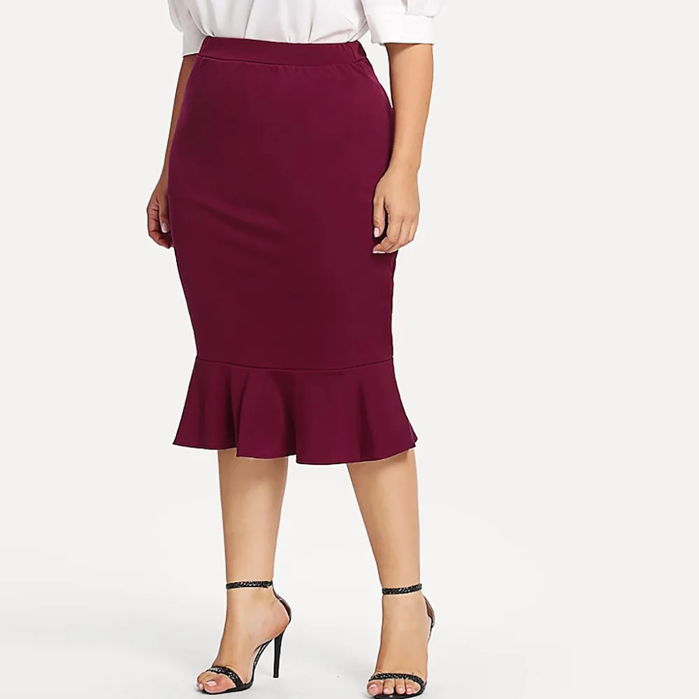 Модная женская повседневная юбка с эластичной резинкой на талии, большие размеры, Однотонная юбка с оборками и оборками, модная женская юбка из тюля jupe femme